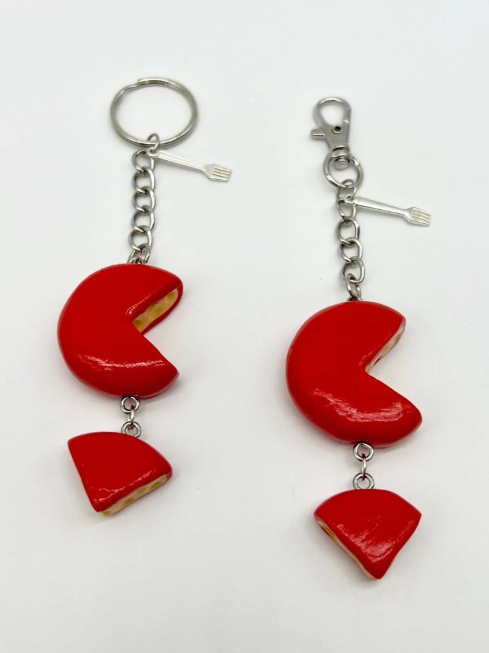 Brie & Gouda Cheese Keychain or Bag Clip | Handmade Cheese Rounds Accessory